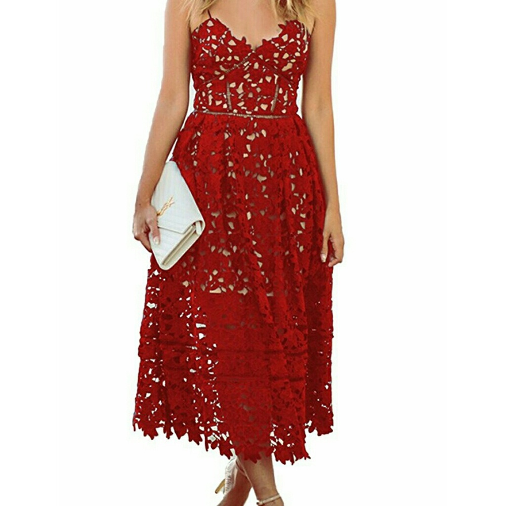 Red lace dress